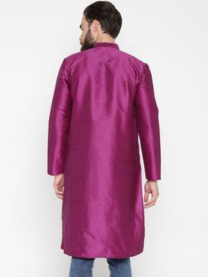 Pink Poly Dupion Men Kurta 3