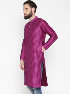 Pink Poly Dupion Men Kurta 4