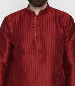 Red Poly Dupion Men Kurta
