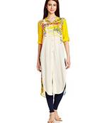 Aurelia Womens Yellow Printed Viscose Kurti