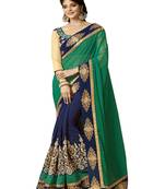 Green embroidered chanderi silk saree with blouse