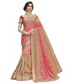 Pink  embroidered Georgette Net  saree with blouse
