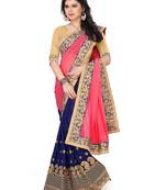 Navy blue embroidered georgette saree with blouse