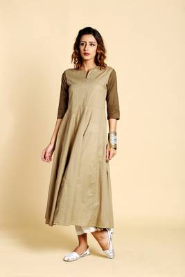 Light brown  cotton long kurtis 2