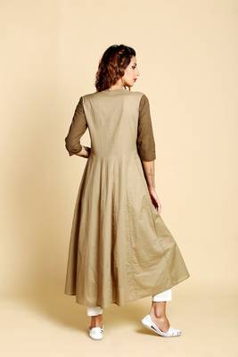 Light brown  cotton long kurtis 3