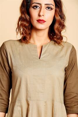 Light brown  cotton long kurtis 5