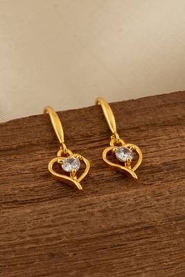 Diamond heart earrings one gram gold 1