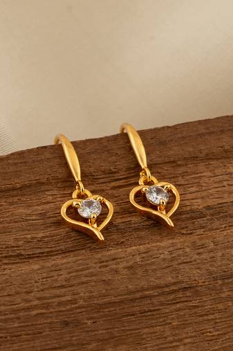 Diamond heart earrings one gram gold