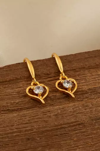 Diamond heart earrings one gram gold