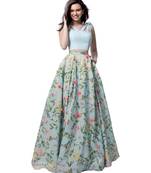 Multicolor Printed Satin Semi Stitched Lehenga