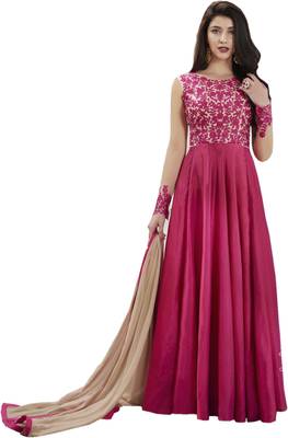 Pink embroidered georgette salwar 1
