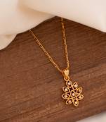 Golden chain SHORT with diamond flower pendant one gram gold