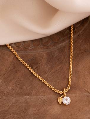 Golden short chain 16" with big diamond pendant one gram gold 1