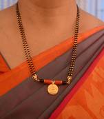 Black beads mangalsutra with Laxmi vati short 18" one gram gold