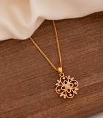Golden chain SHORT with diamond flower pendant one gram gold