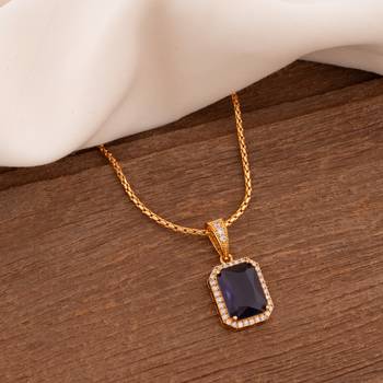 Golden short chain with Purple stone pendant one gram gold 1