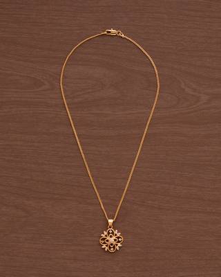 Golden chain SHORT with diamond flower pendant one gram gold 2