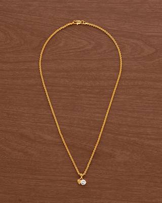 Golden short chain 16" with big diamond pendant one gram gold 2