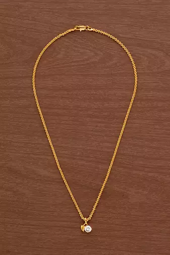 Golden short chain 16" with big diamond pendant one gram gold