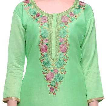 Light-Green Resham Embroidery Chanderi Salwar 4
