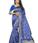 Blue woven kanchipuram art silk saree with blouse