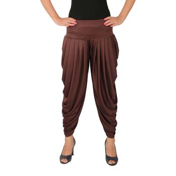 Brown plain Lycra free size patialas pants 1