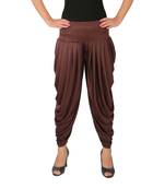 Brown plain Lycra free size patialas pants