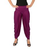 Purple plain Lycra free size patialas pants
