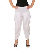 White plain Lycra free size patialas pants