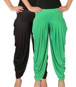 Black and Green plain Lycra free size combo patialas pants