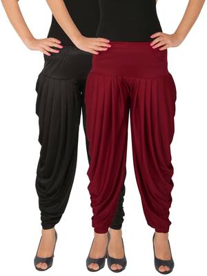 Black and Maroon plain Lycra free size combo patialas pants 1