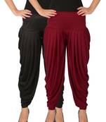 Black and Maroon plain Lycra free size combo patialas pants