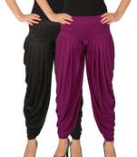 Black and Purple plain Lycra free size combo patialas pants