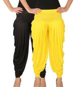 Black and Yellow plain Lycra free size combo patialas pants