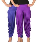 Blue and Violet plain Lycra free size combo patialas pants