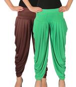 Brown and Green plain Lycra free size combo patialas pants