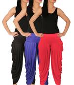 Black and Blue and Pink plain Lycra free size combo patialas pants