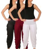 Black and Maroon and White plain Lycra free size combo patialas pants