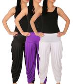 Black and Violet and White plain Lycra free size combo patialas pants