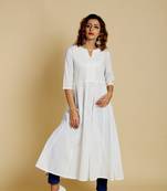 White cotton long kurtis