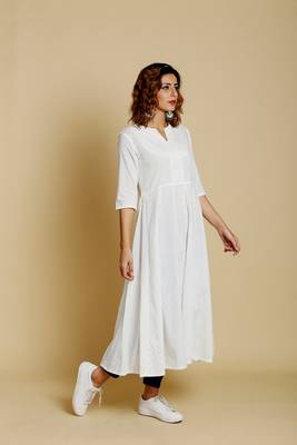 White cotton long kurtis 2