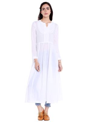 White cotton long kurtis 1