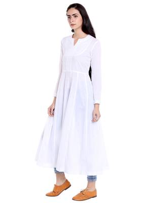White cotton long kurtis 2