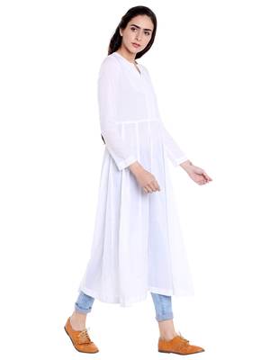 White cotton long kurtis 3