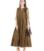 Dark brown cotton long kurtis