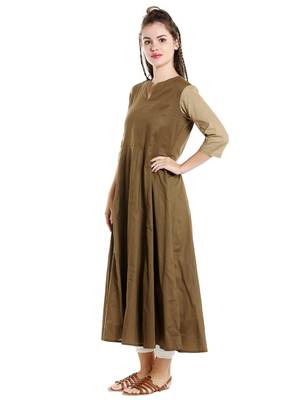 Dark brown cotton long kurtis 2
