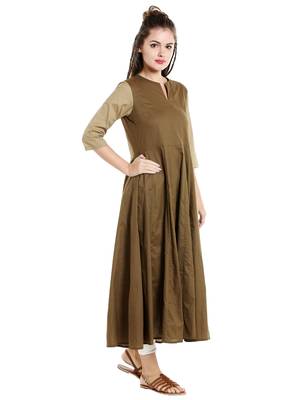 Dark brown cotton long kurtis 3