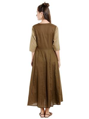 Dark brown cotton long kurtis 4