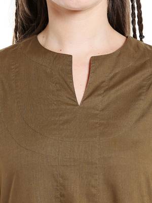 Dark brown cotton long kurtis 5