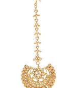 Gold  semi precious kundan & pearl  maang-tikka